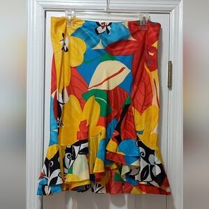Ralph Lauren Blue Label Silk Tiered Colorful Skirt Size 10